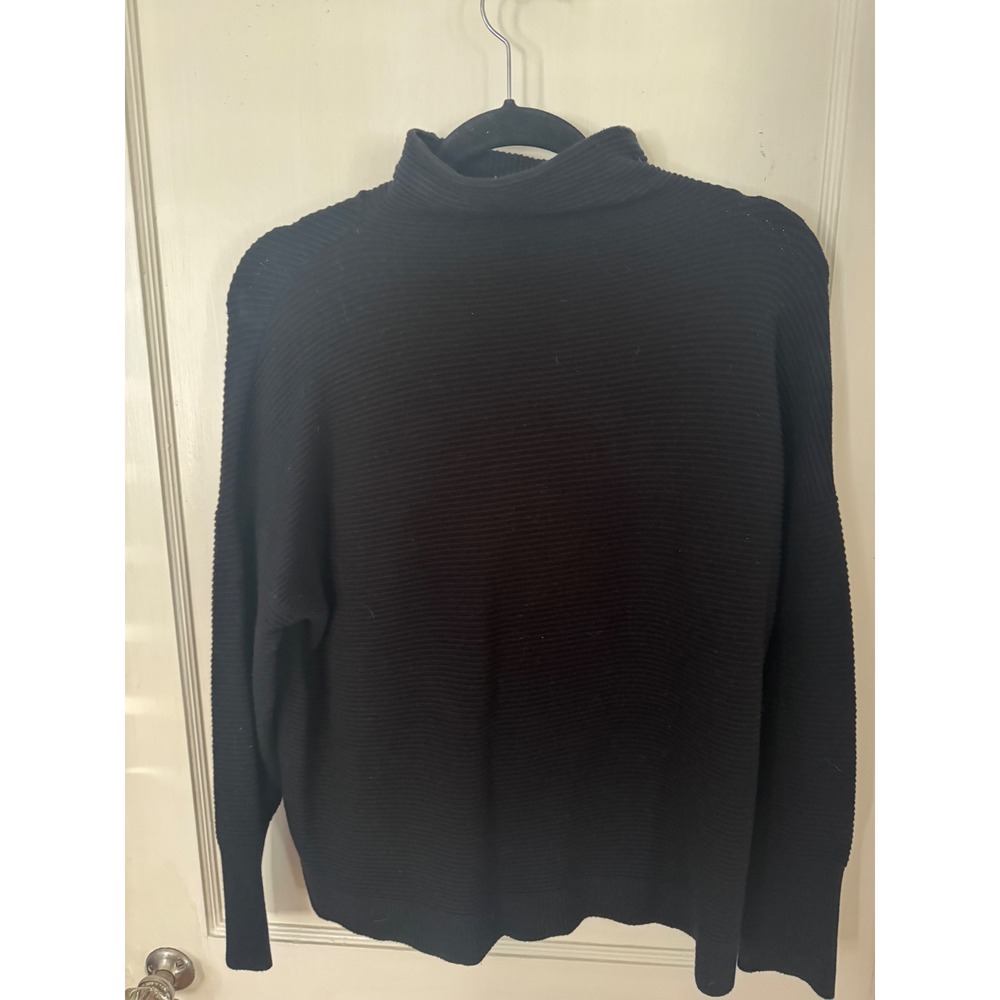 Chelsea & Theodore Womens Black Ribbed Turtleneck Sweater Mock Neck Size Medium